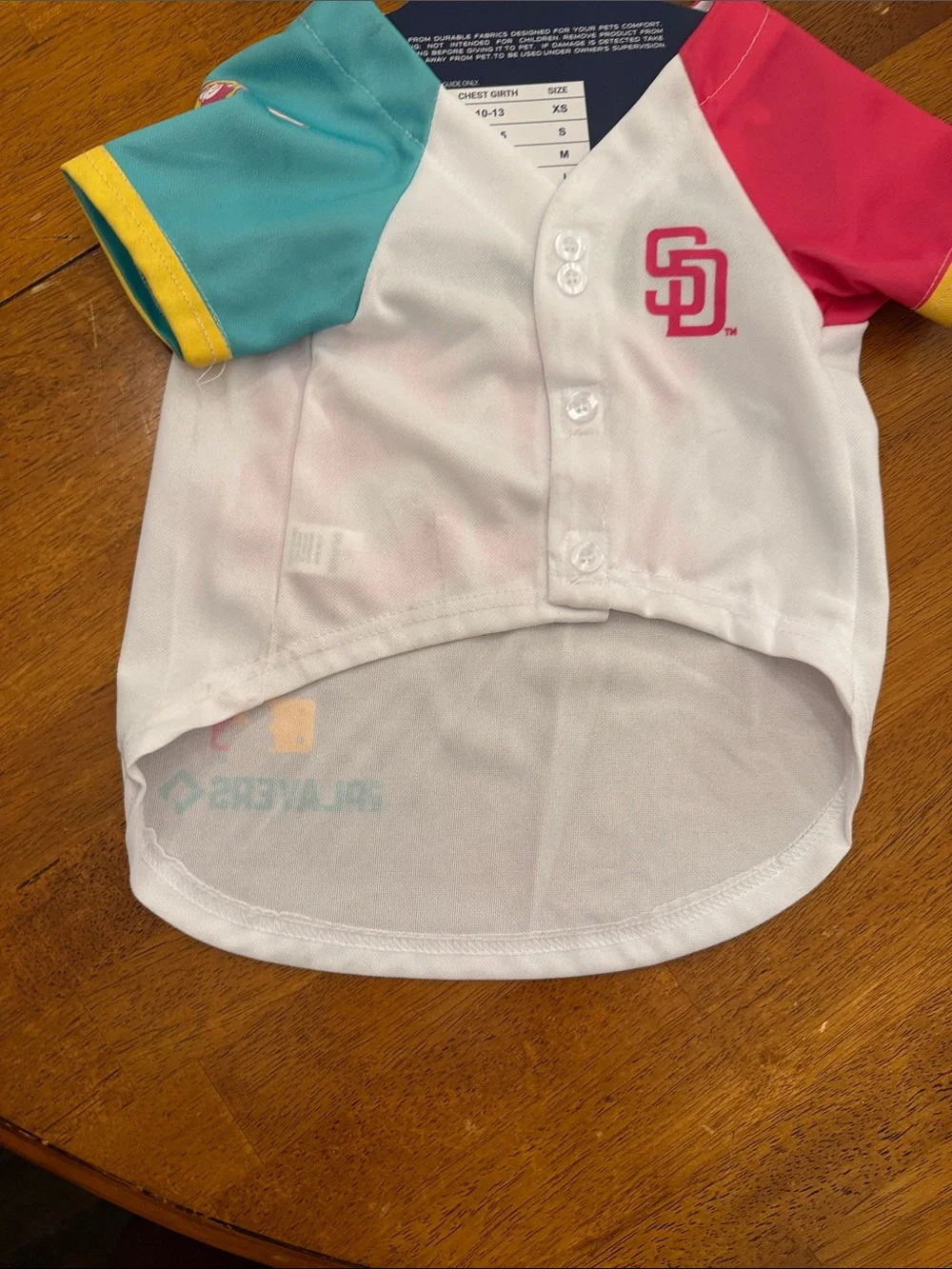 MLB Tatis Jr. #23 White Pink Yellow Teal Dog Jersey Medium